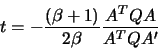 \begin{displaymath}t=-\frac{(\beta + 1)}{2\beta}\frac{A^TQA}{A^TQA'}
\end{displaymath}